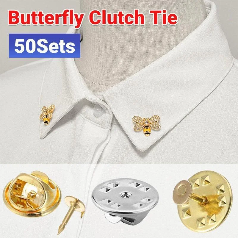 50 Sets Butterfly Clutch Tie Tacks Pin Back Replacement With Blank Cuff Pins - Gold