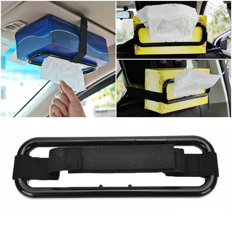 Visor Back Seat Napkin Box Car Tissue Holder Auto Elastic Belt Sun Paper Rack Au