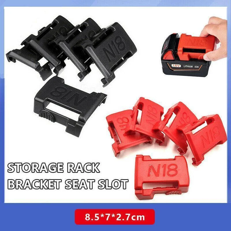 5Pcs Battery Mount Holder Stand For Milwaukee M18 18V Tool Battery Accessories - Black