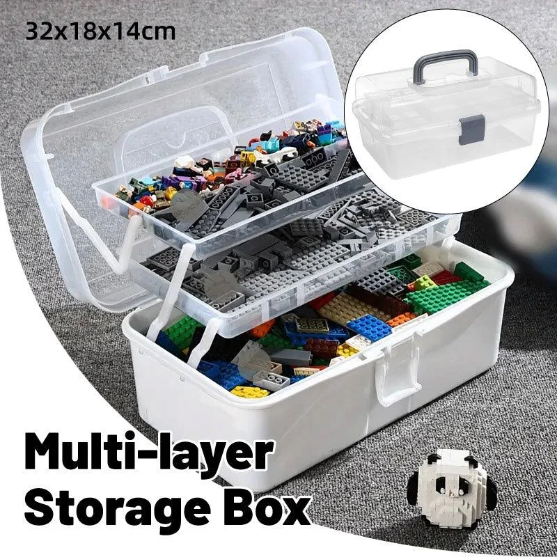 Translucent Three Layer Toolbox Multifunctional Folding Storage Box Organizer