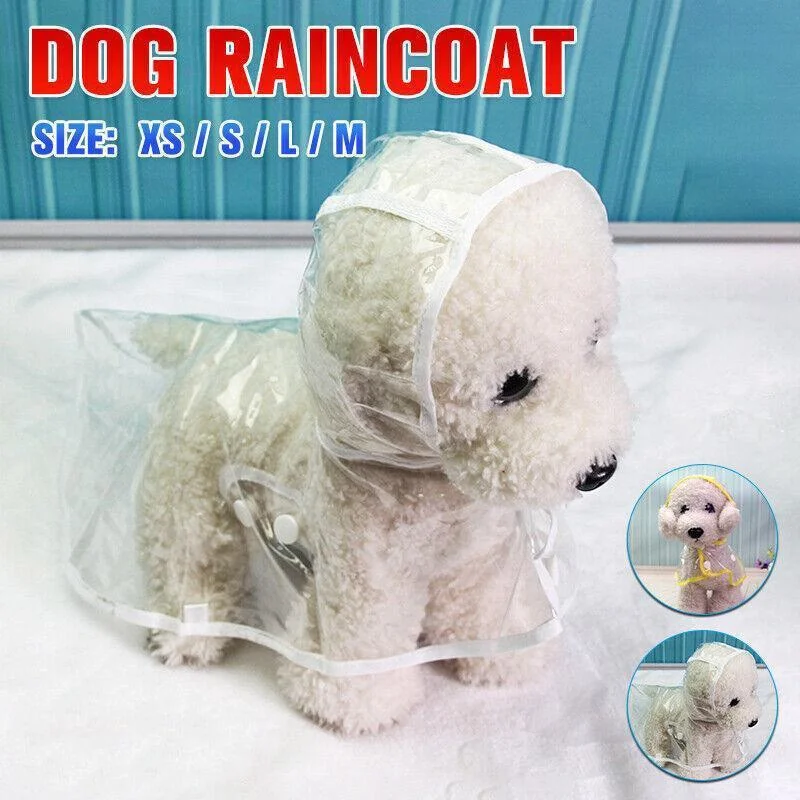Puppy Waterproof Pet Dog Raincoat Jacket Clothes Vest Rain Coat Outdoor Hoodies White - S