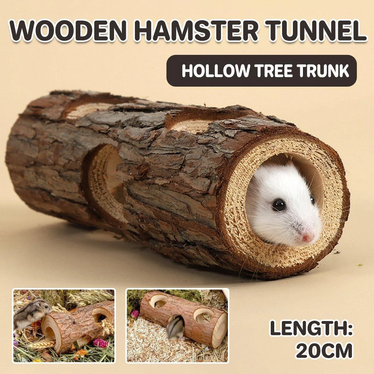 Solid Wood Hamster Pipe Rabbit Chew Toy Tree Cylinder Cross Border Pet Supplies
