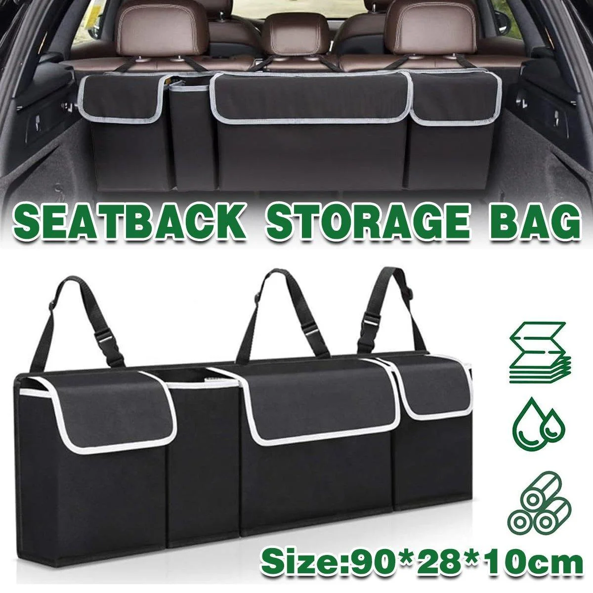 Car Trunk Seatback Storage Bag Multifunctional Organizer for Vehicle Accessories