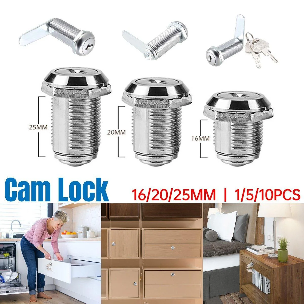 1/5/10pcs File Cabinet Drawer Milk Box Swivel Lock Small Round Security Lock - 25mm-5PCS