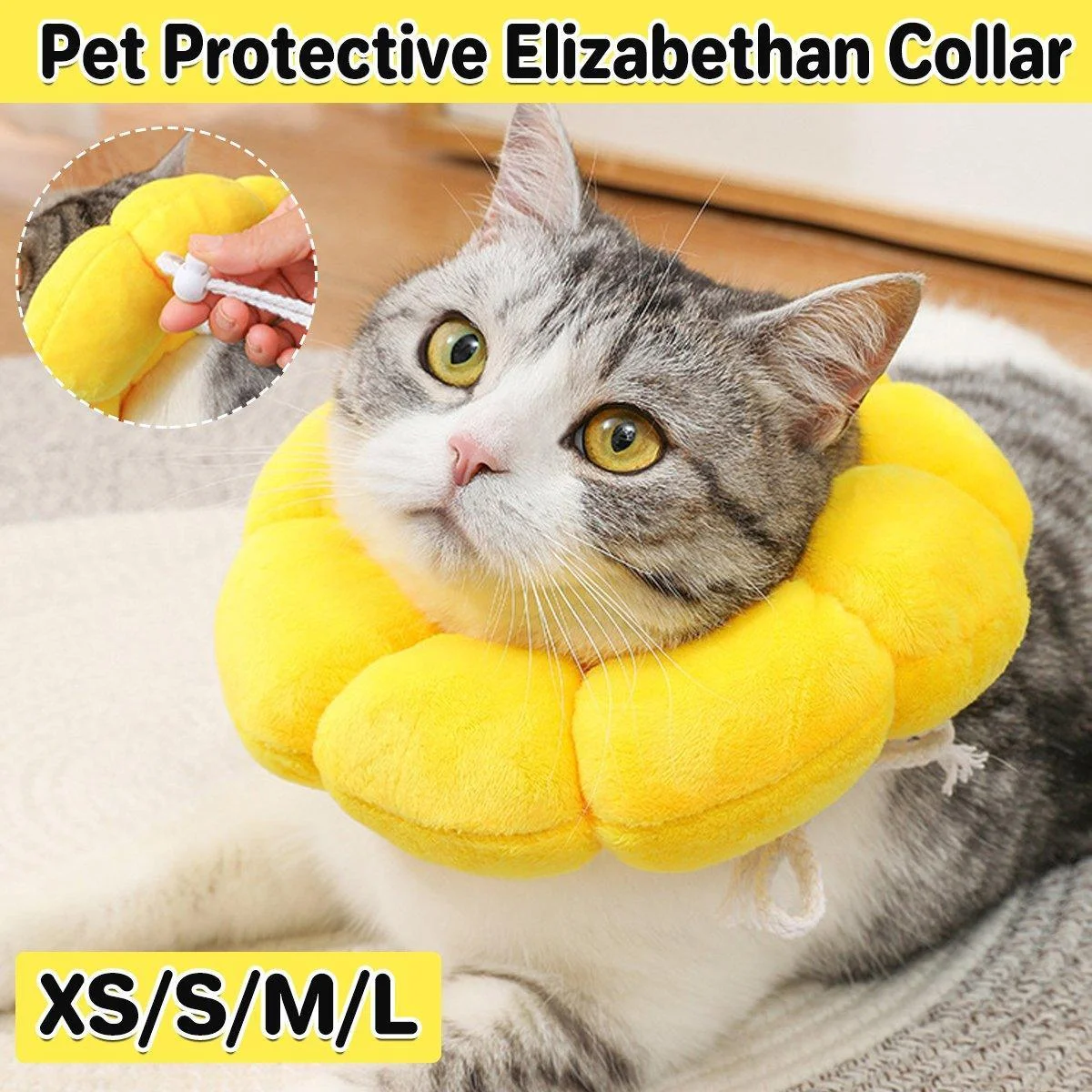Sunflower Elizabeth Collar for Cats and Dogs Anti Licking Sterilization Headgear - S