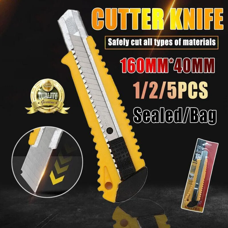 Heavy Duty Box Cutter Pack Snap Off Retractable Blade Long Last Hand Craft Tool - Sealed 1PC
