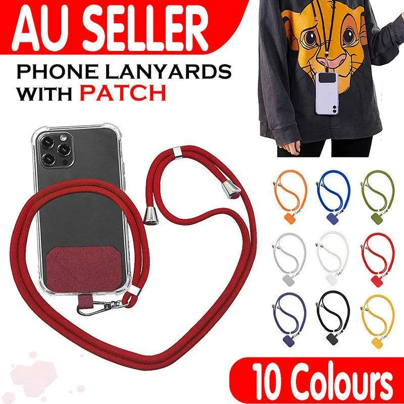 Adjustable Phone Lanyard with Patch for Most Cases Neck Strap Holder - Light Grey