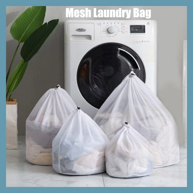 Laundry Washing Mesh Net Bag Drawstring Delicate Cloth Cleaning Clothes Lingerie - L (60*50CM)