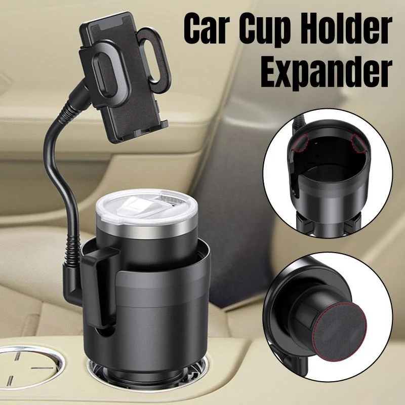 2 in 1 Car Phone Holder and Cup Holder Drink Organiser Water Bottle Holder