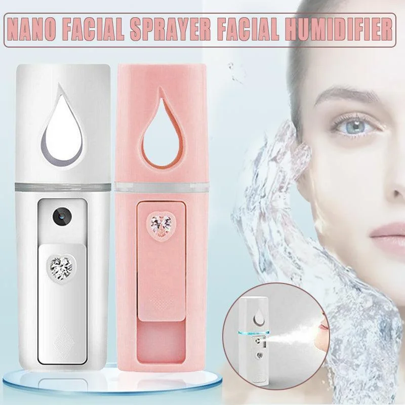 L2 Mini Nano Facial Mister With Top Mirror Rechargeable Cool Mist Sprayer Au - White