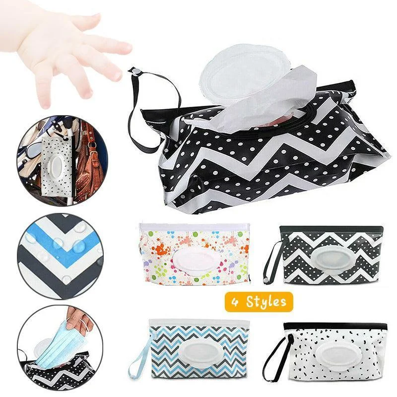 Portable Wet Wipe Pouch Dispenser Bag Travel Reusable Tissue Case Holder Storage - Colourful