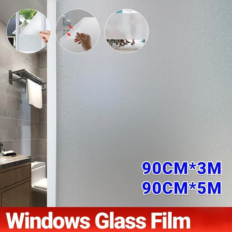 3/5M Sand Blast Clear Privacy Frosted Frosting Windows Glass Film Removable - 90cm×3M
