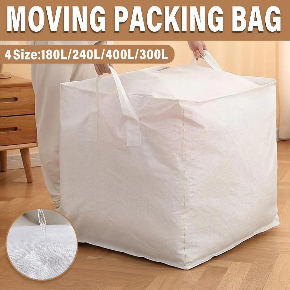 Large Capacity Moving Bag Packing Quilt Storage Luggage Clothing Organizer Tote - 240L