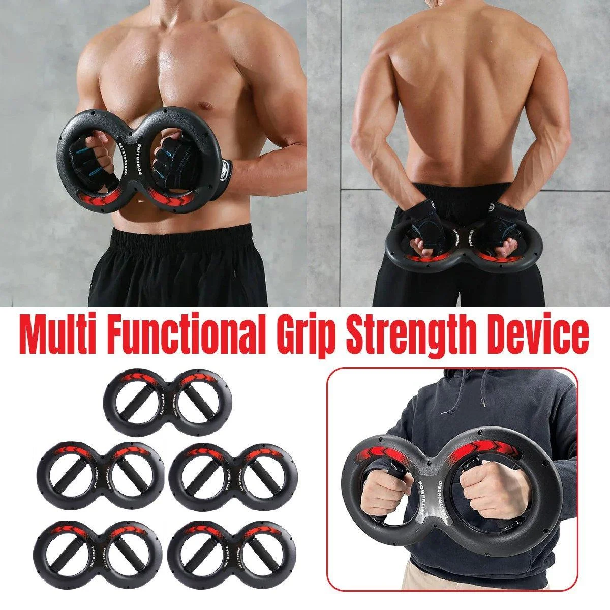 Multifunctional Arm Strength Grip Wrist Power Device Fitness Hand Grip Enhancer - 5kg