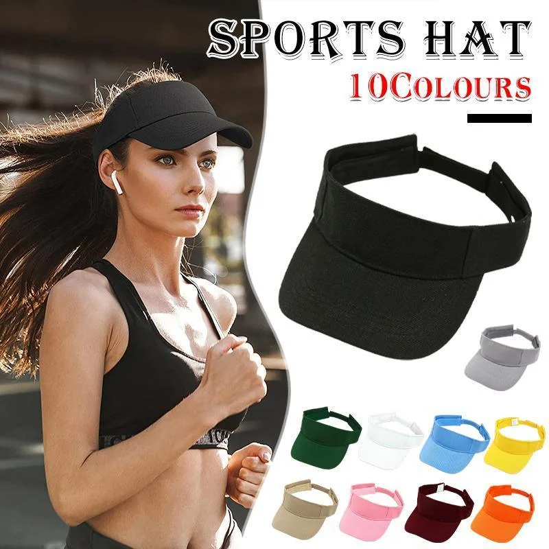 Women Adjustable UV Protection Sport Visor Cap Beach Sun Hat New Stylish Design - Wine Red