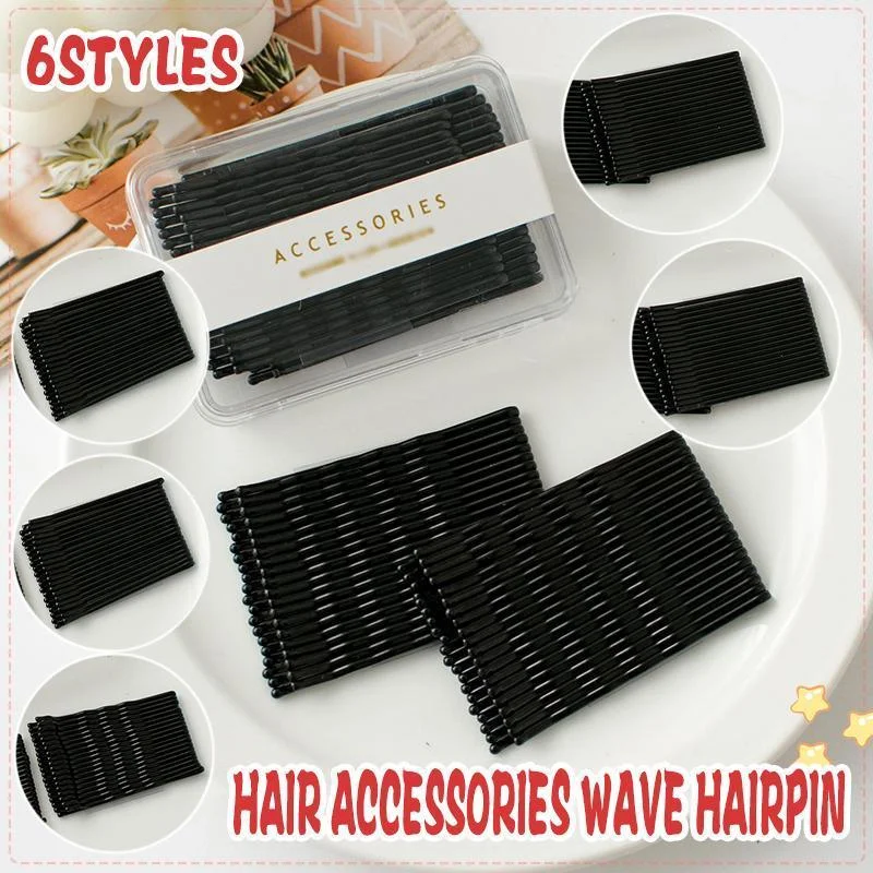 40 PCS Short Black Waved Hair Pins Bobby Pins Grips Salon Dance Hair Accessories - Long Wave Clip