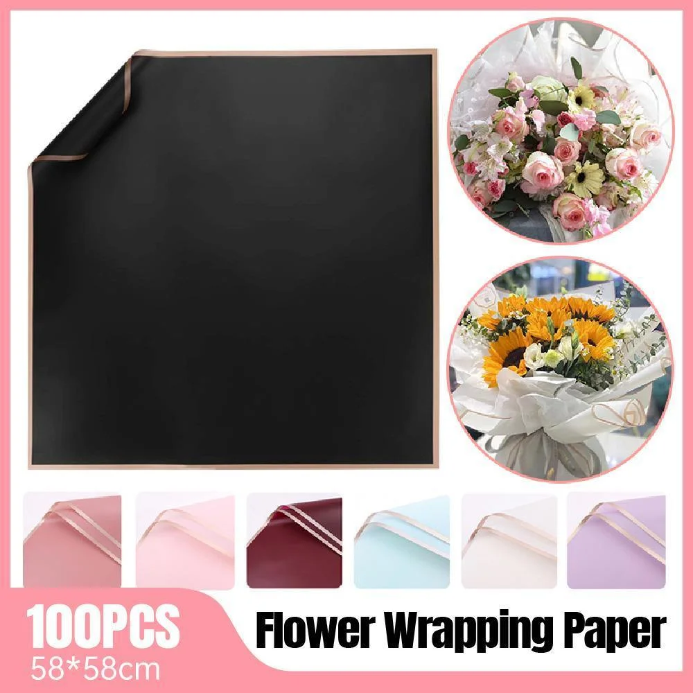 100PCS Waterproof Flower Gift Wrapping Paper Florist Bouquet Craft Packaging - Pink