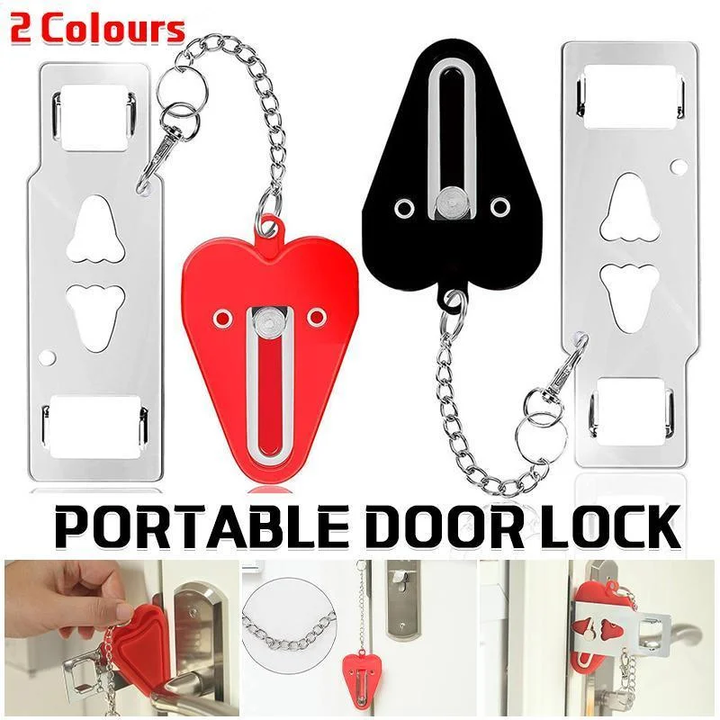 Portable Door Lock for Travel Hotel Home Security Addalock Style Lock - Black