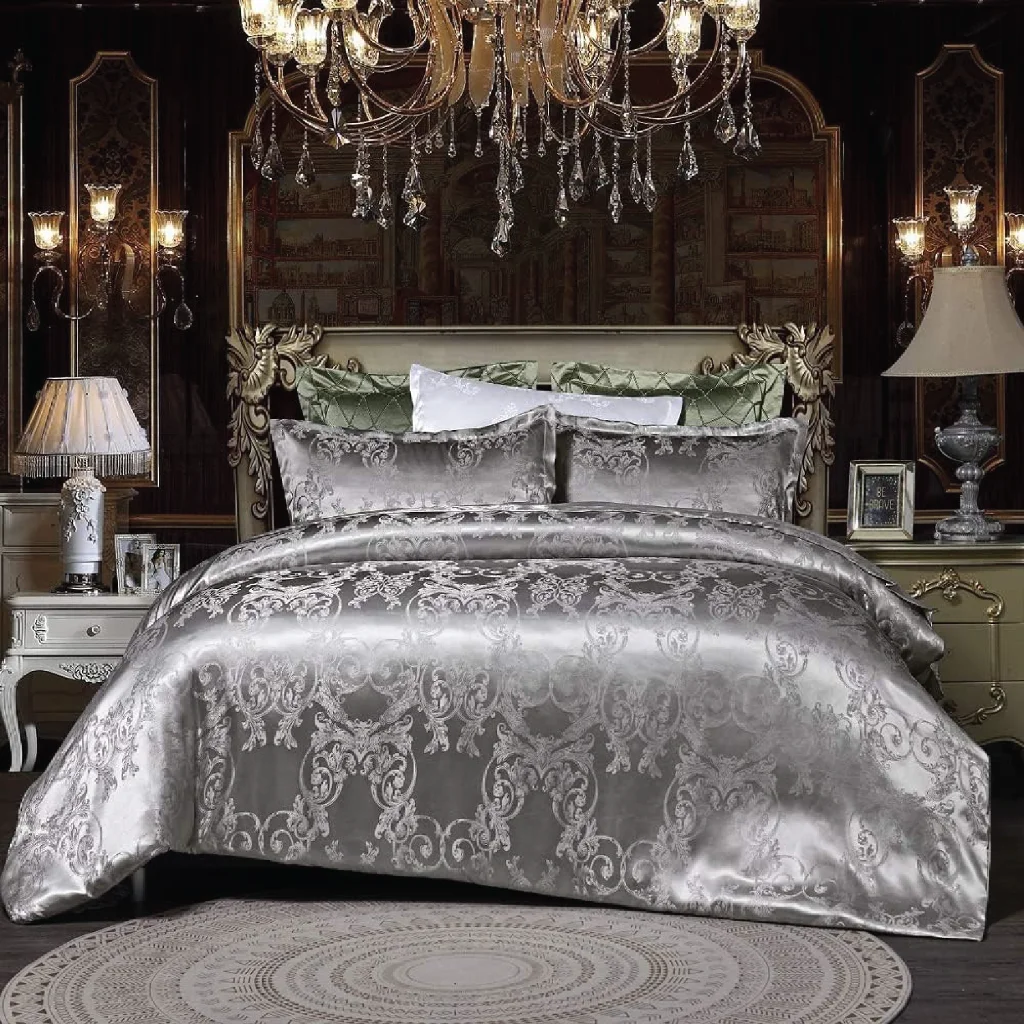 Dreamfields - Silvery Royal Quilt Cover Set - (3pcs, Double Size)
