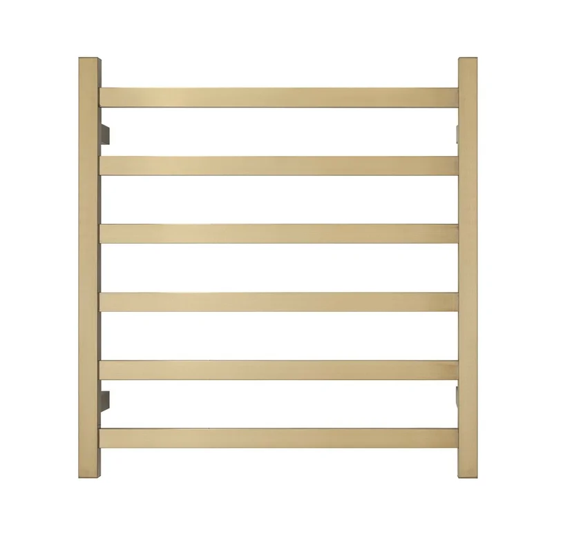 Premium Brushed Gold Towel Rack - 6 Bars, Square Design, AU Standard, 650x620mm Wide
