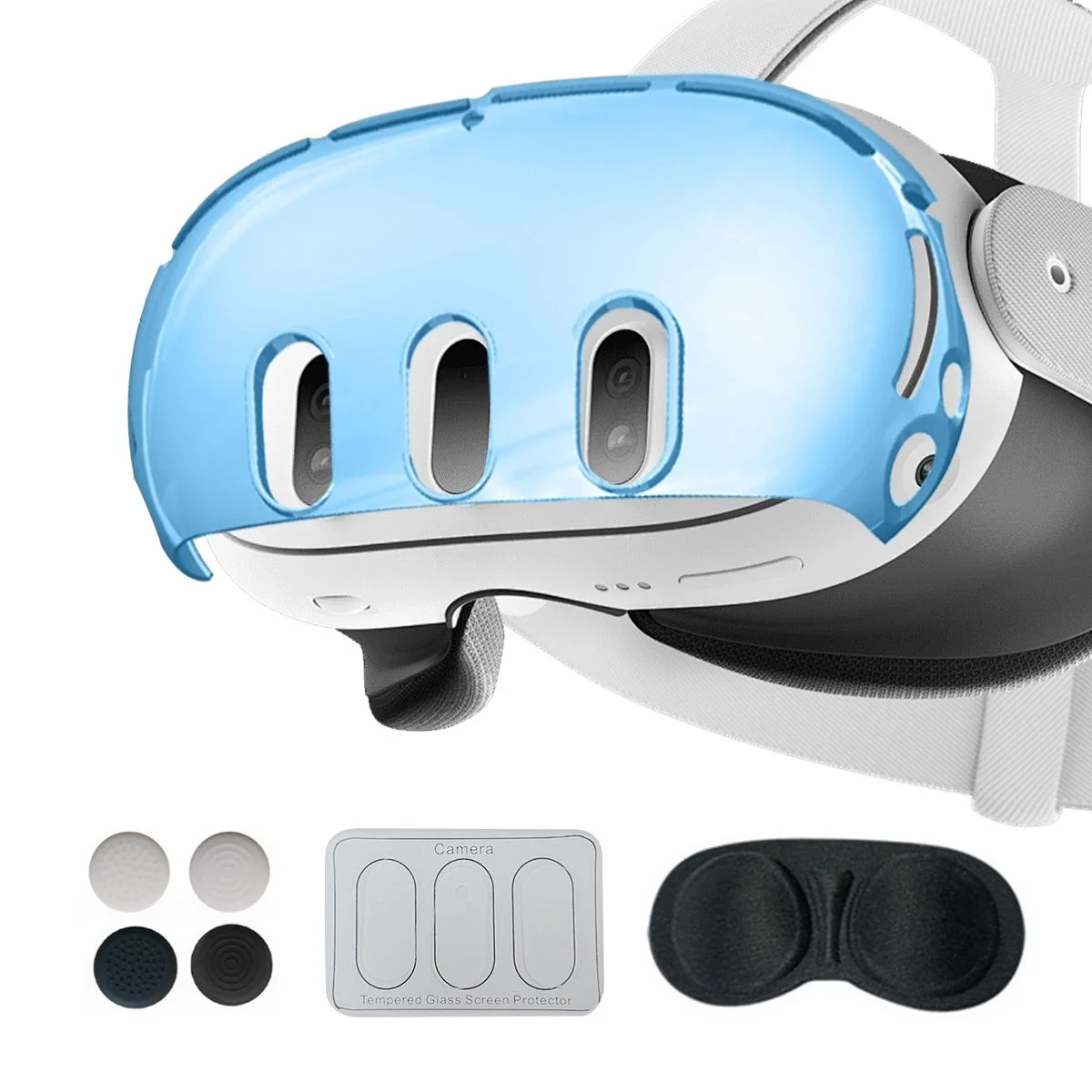 Glitter Protective Shell for Meta Quest 3 - 7 in 1 - 7 In 1 Ordinary Transparent Blue