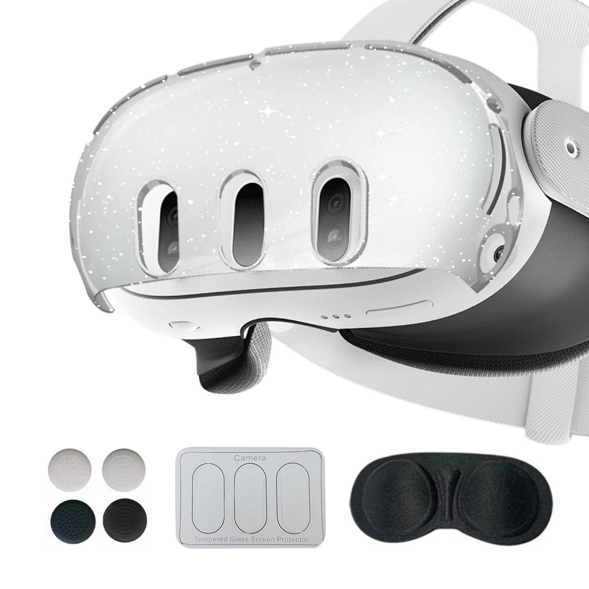 Glitter Protective Shell for Meta Quest 3 - 7 in 1 - 7 In 1 Glitter Transparent