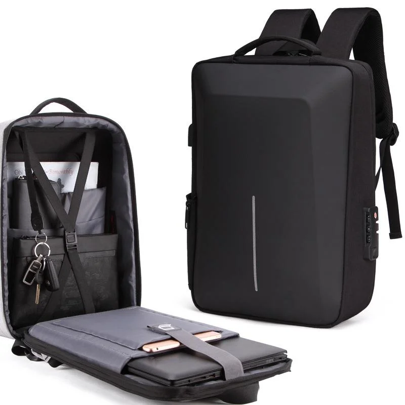 Anti-theft Hard Shell Backpack for Men - Black