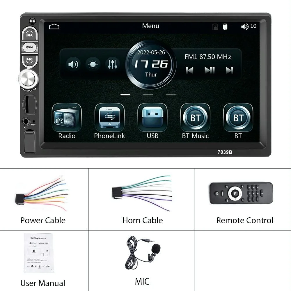 7 Inch Mp5 Bluetooth Carplay Player With Reversing Image - Universal Wired Integration
