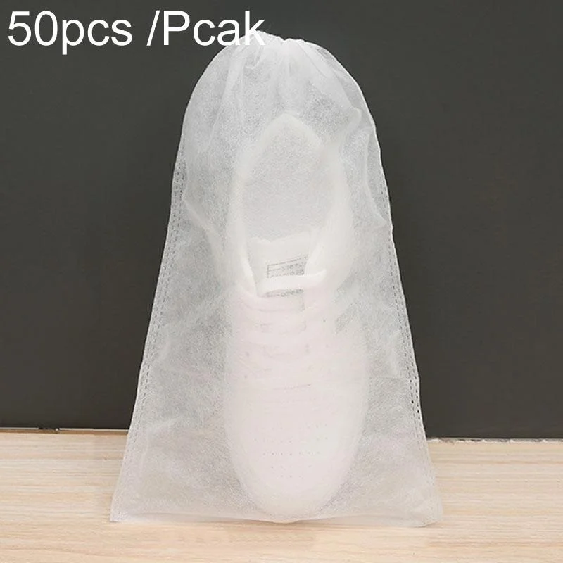 50 Pcs Thickened Non Woven Shoe Storage Bag Portable & Sunscreen - 50Pcs /Pack 24X38Cm Small