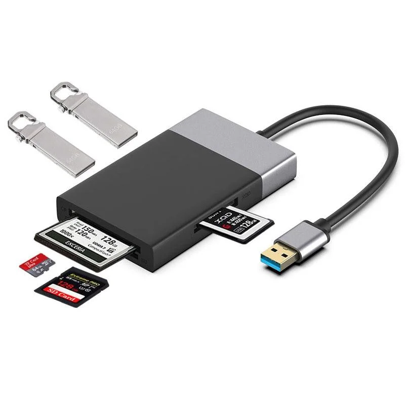 6-In-1 Usb3.0 Hub Adapter 2X Usb3.0 + Cf / Tf / Sd / Xqd Cards
