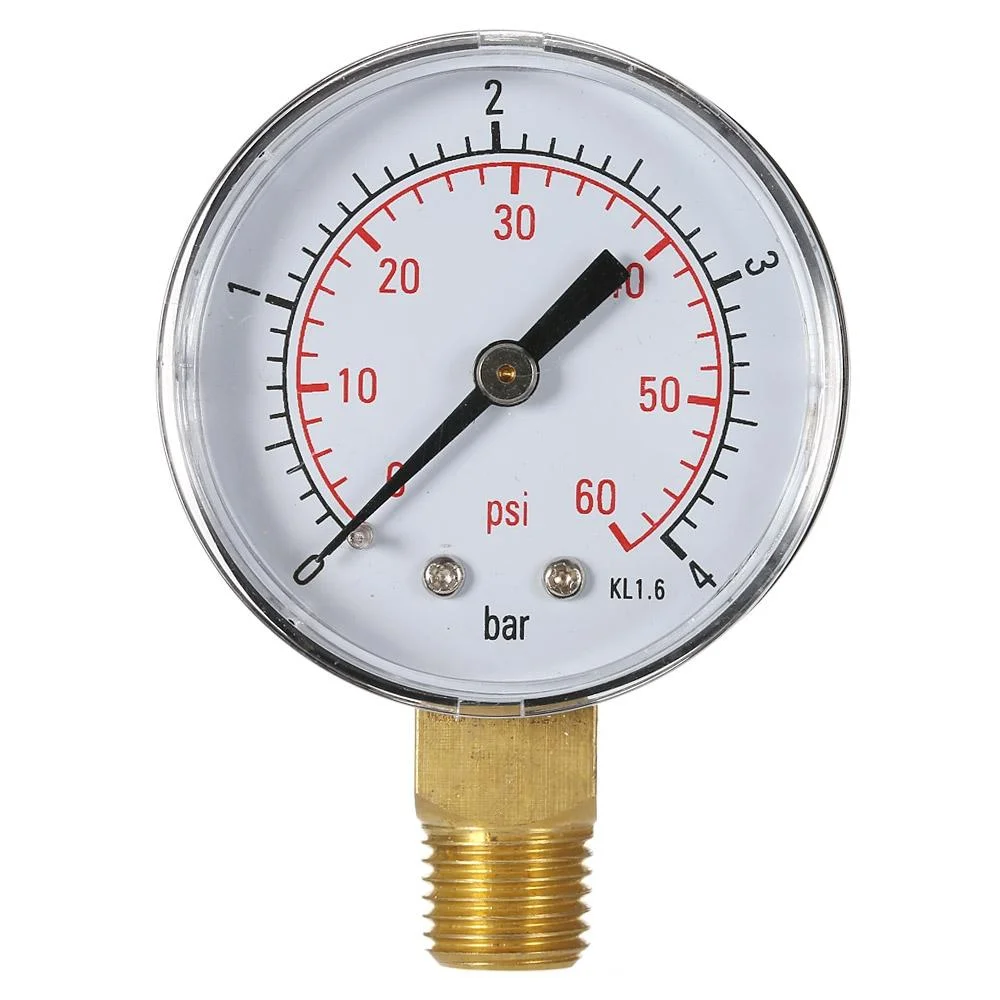 Shockproof Hydraulic Pressure Gauge for Pool Filters - Stainless Steel