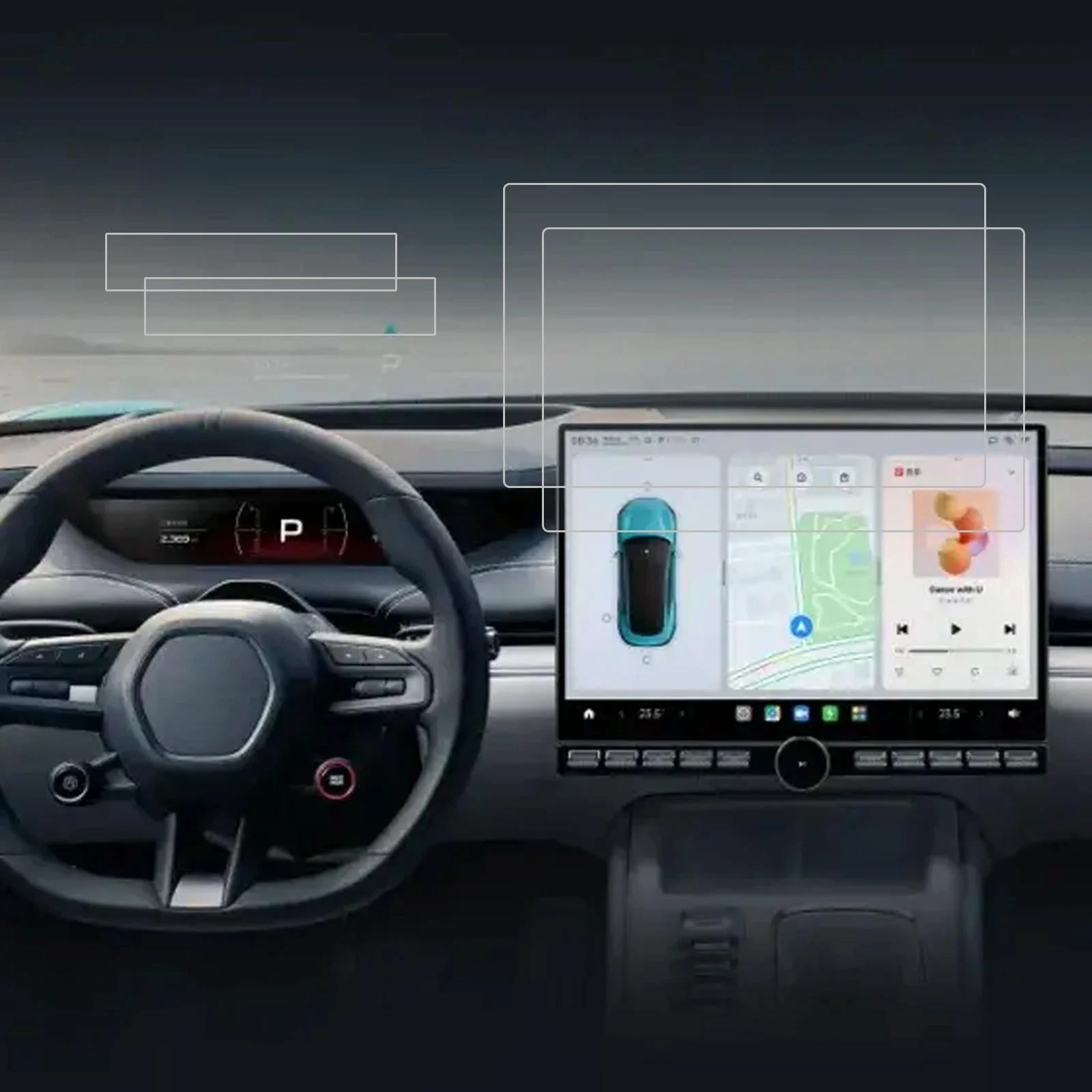 2-pack Tempered Glass Film for Car Navigator Protection - For Xiaomi Su7