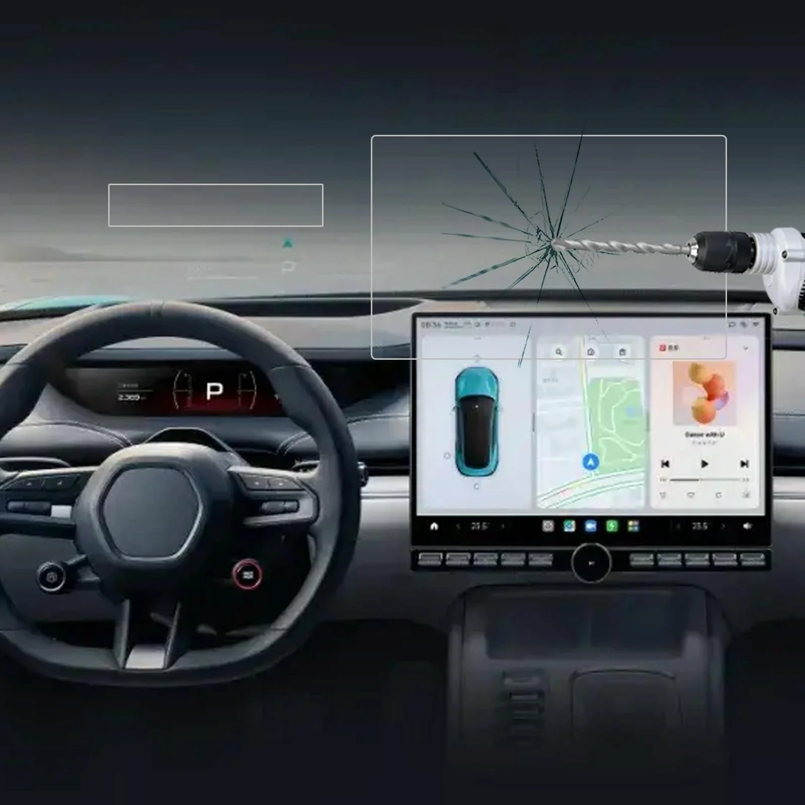 Tempered Glass Film for Car Navigator - Protective - For Xiaomi Su7