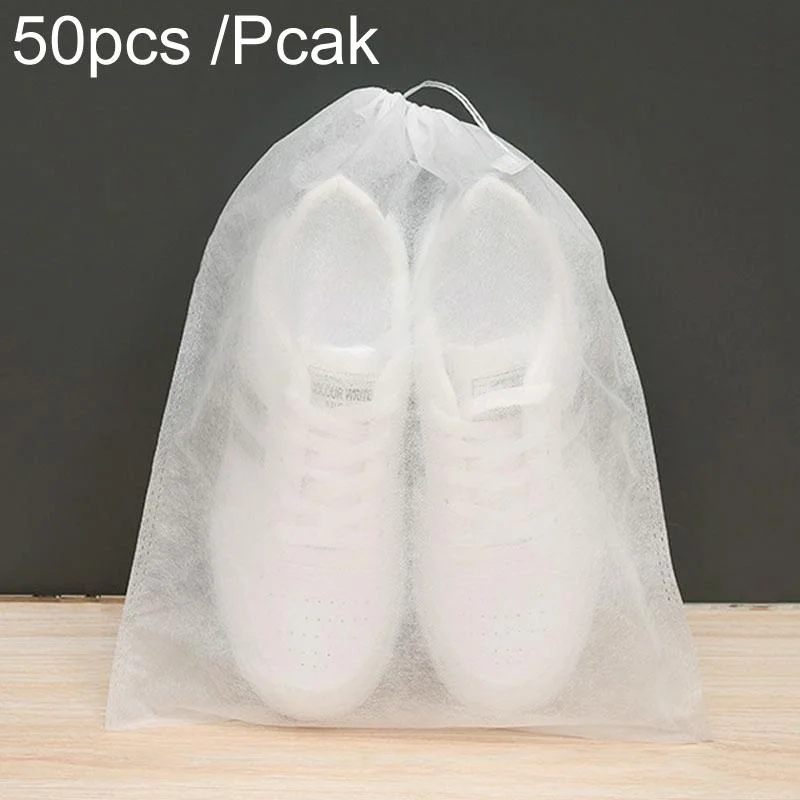 50 Pcs Thickened Non Woven Shoe Storage Bag Portable & Sunscreen - 50Pcs /Pack 32X38Cm Middle