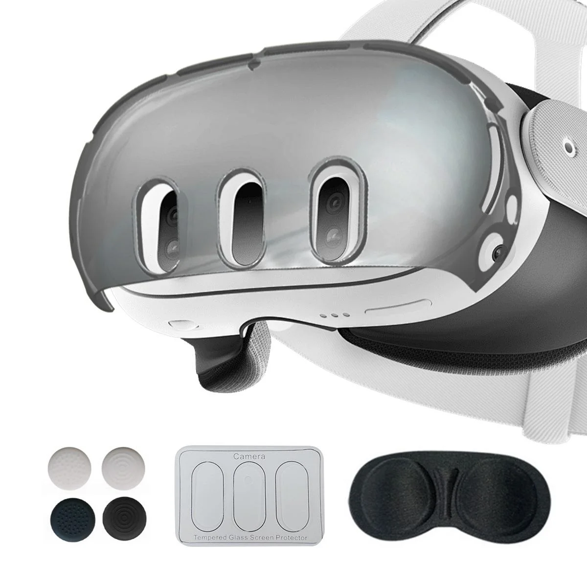 Glitter Protective Shell for Meta Quest 3 - 7 in 1 - 7 In 1 Ordinary Transparent Black