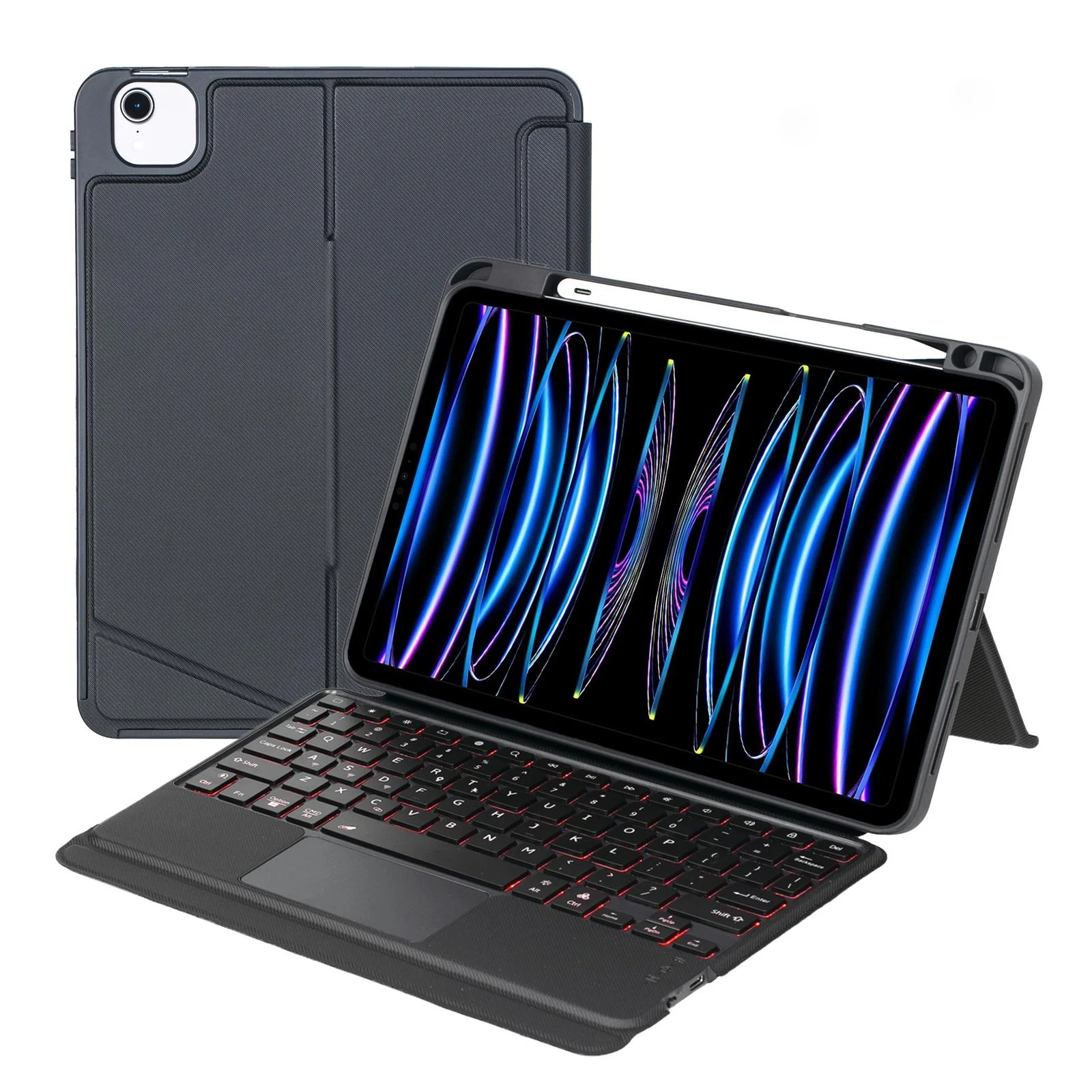 Bluetooth Keyboard Leather Case For Ipad Air / Pro 11 - Touch Backlight Split Type