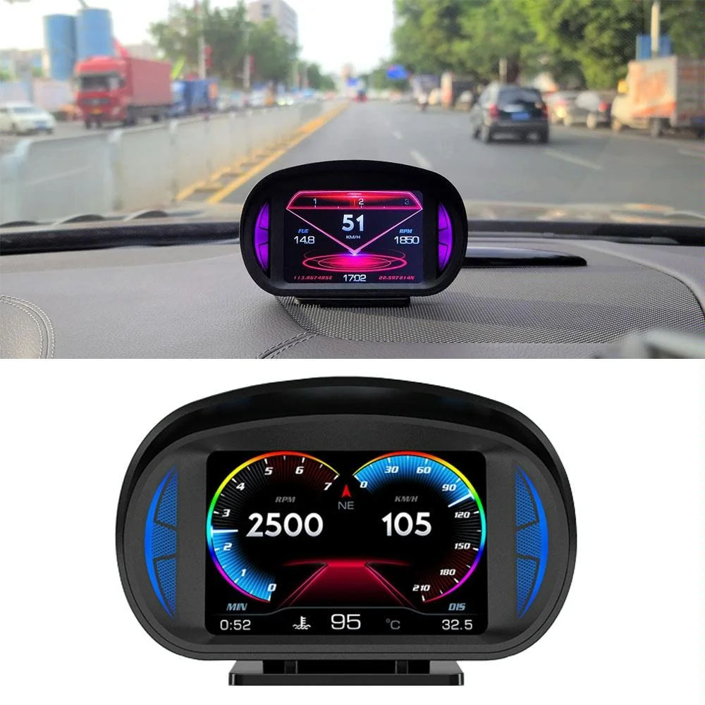3 Inch Obd Lcd Car Speed Slope Meter Hud Display