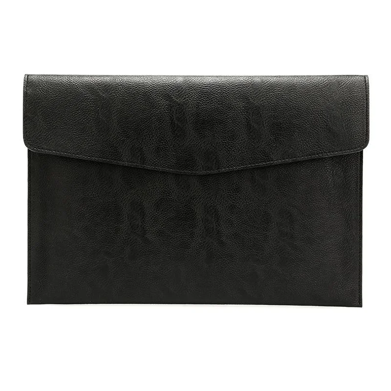 13.3 Inch Laptop Sleeve - Litchi Pattern Pu Leather - Black