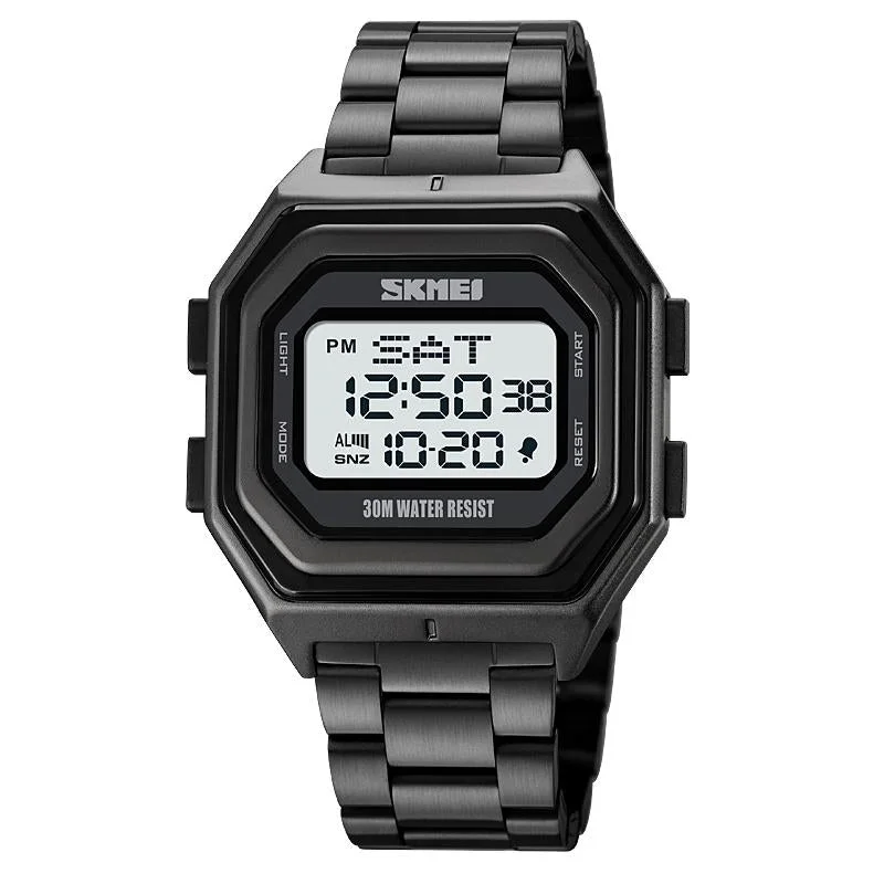 Multi-functional Outdoor Men Watch with Electronic Timing and Steel Band