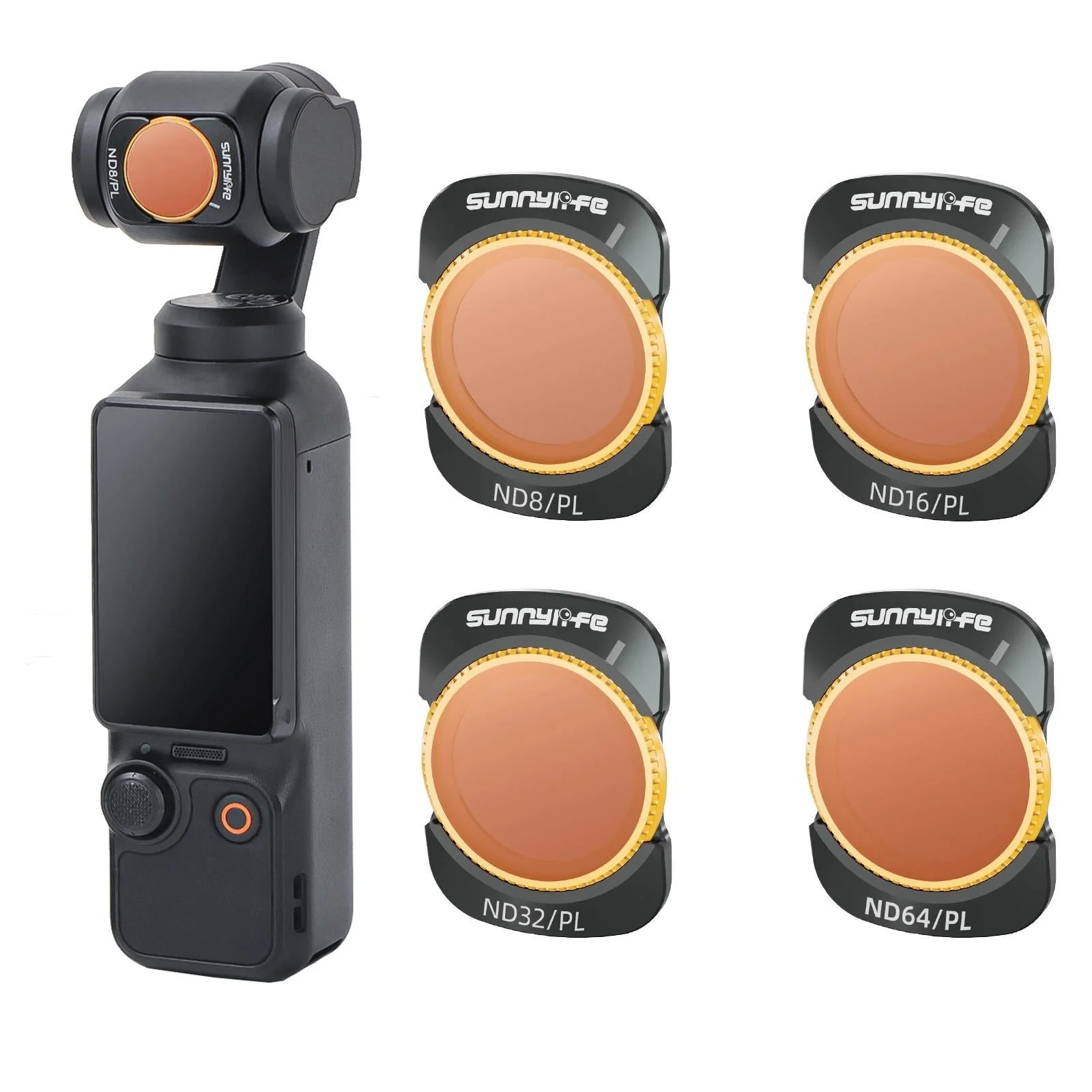 Sunnylife 3 In 1 Nd16 Camera Lens Filter For Dji Osmo Pocket No Gimbal Reset - 4 In 1 Nd8-64Pl