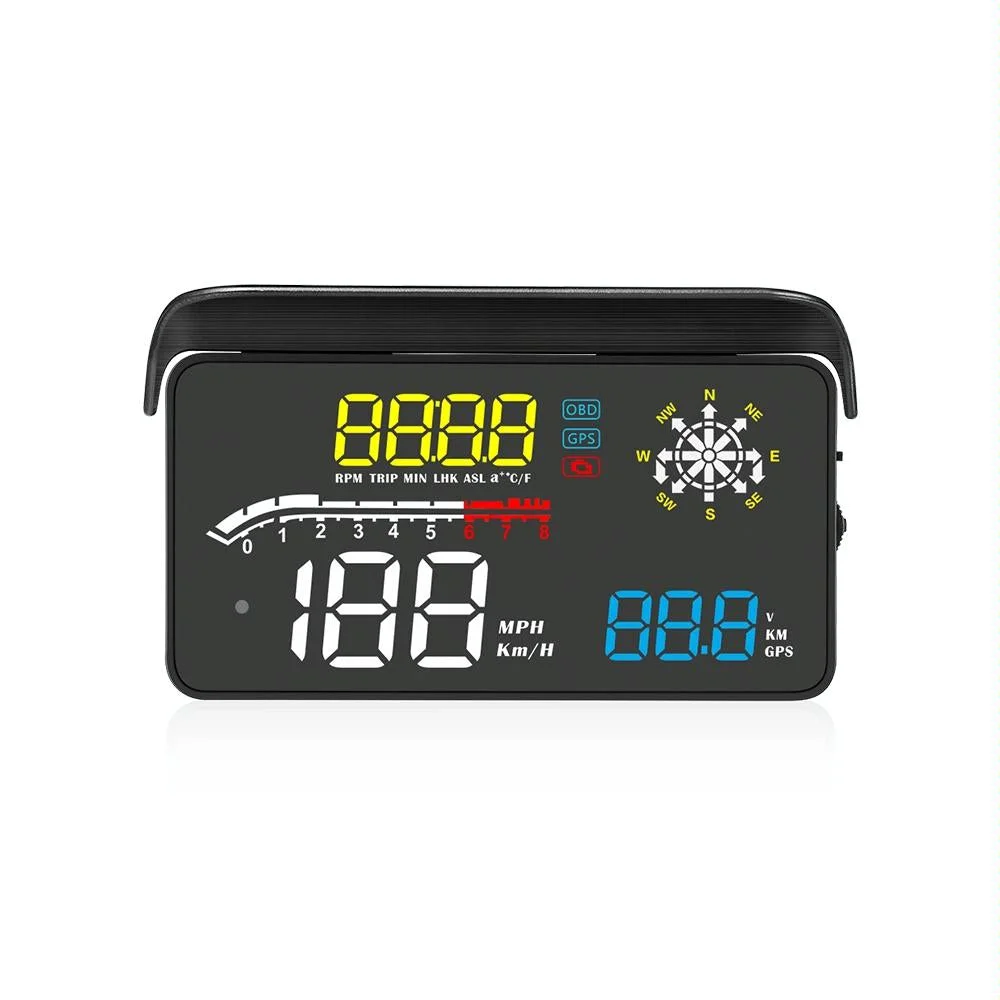 Car Obd2 Hud Head Up Display Gps Speed Meter With Speed Voltage And Water Temp Speed Alarm
