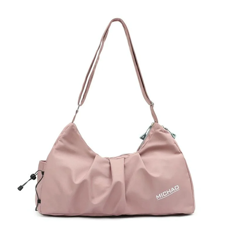 Swim Bag with Shoe Compartment - Beige Dry / Wet Separation - Pink