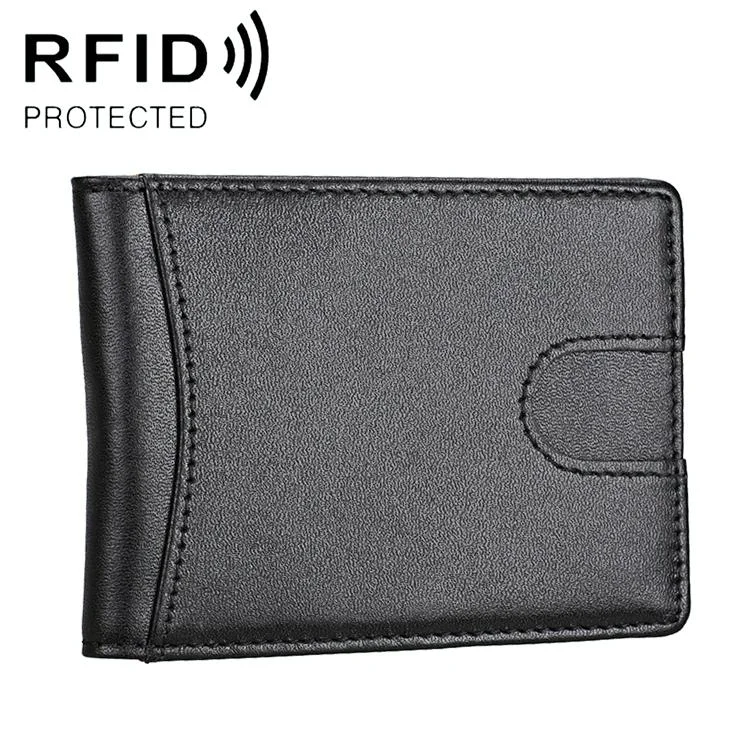 Mini Crazy Horse Leather Rfid Wallet - Antimagnetic