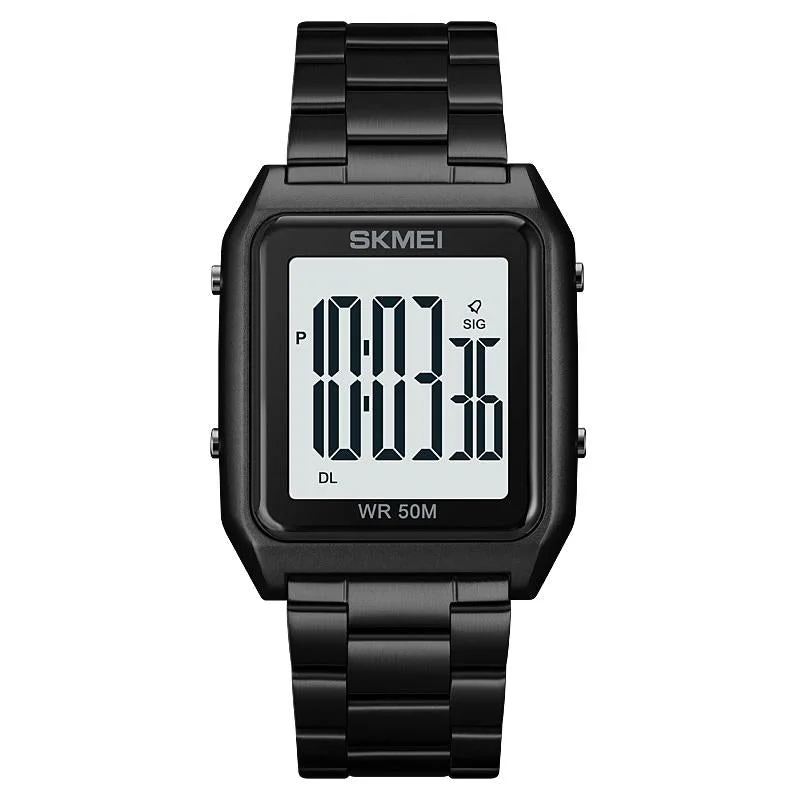 Large Screen Men Multi-function Watch with Steel Belt and Luminous Display