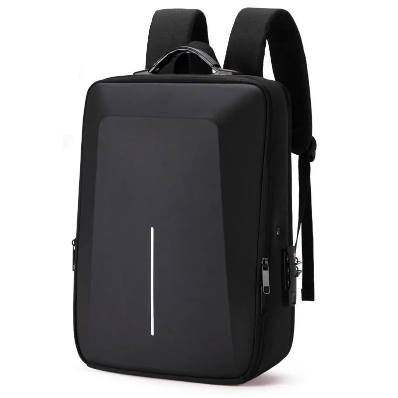 Anti-theft Hard Shell Backpack for Men - Black