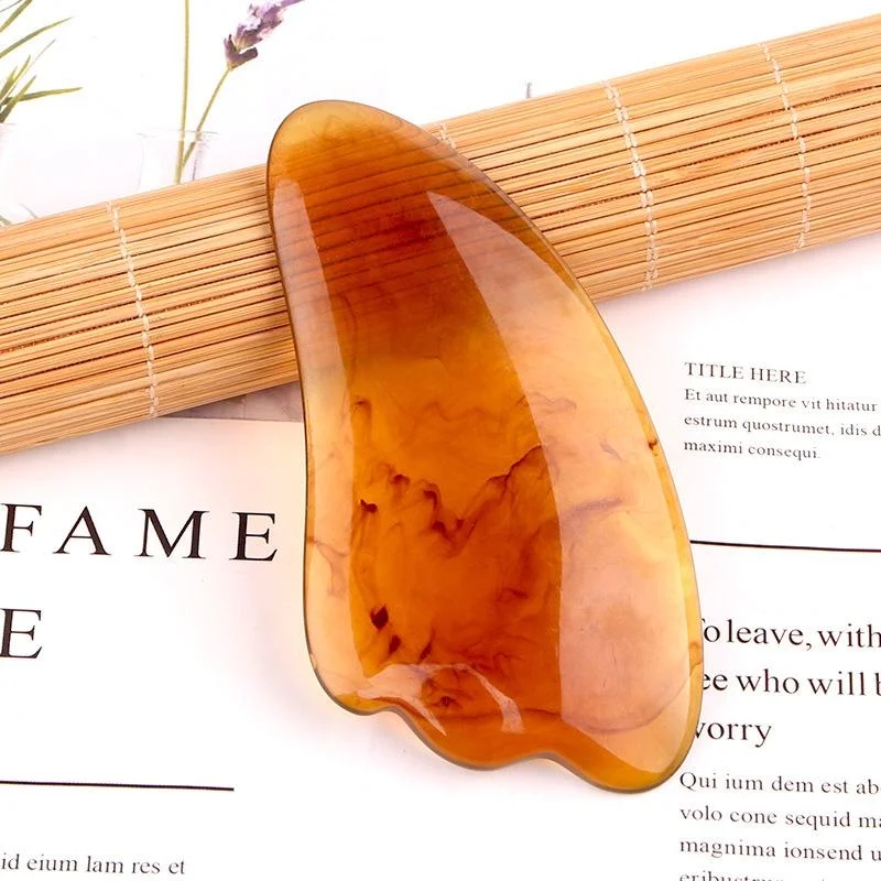 Facial Tendon Stick For Massage And Acupuncture Resin Scraping Sheet For Beauty Salon Shave Board Amber Triangle