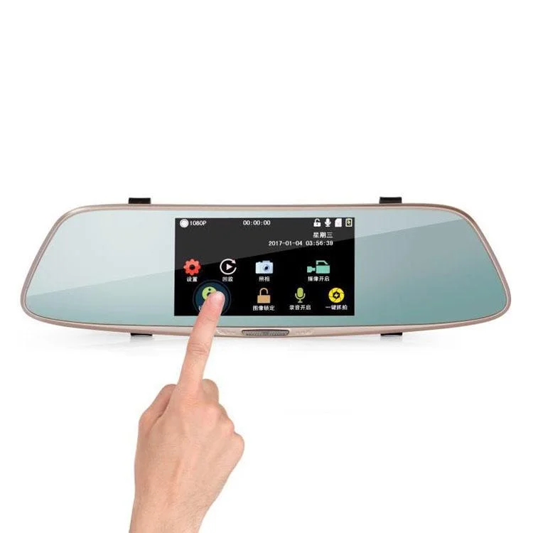 720p Dual Channel Car Black Box with 5 Ips Touch Screen Rear View Mirror