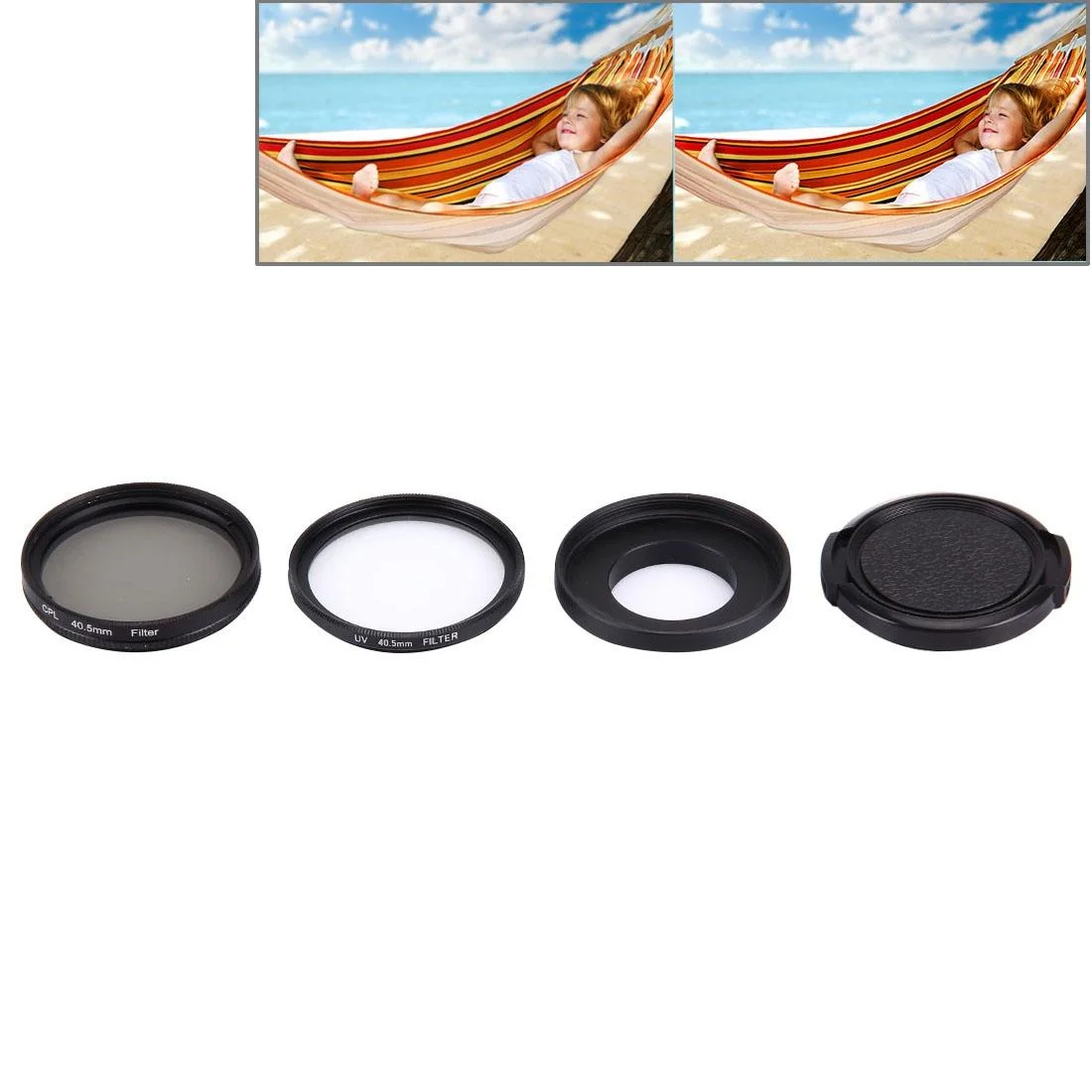 Professional 40.5mm Lens Filter Kit for Gopro Hero4 / 3 / 3+ with Waterproof Housing and Adapter Ring