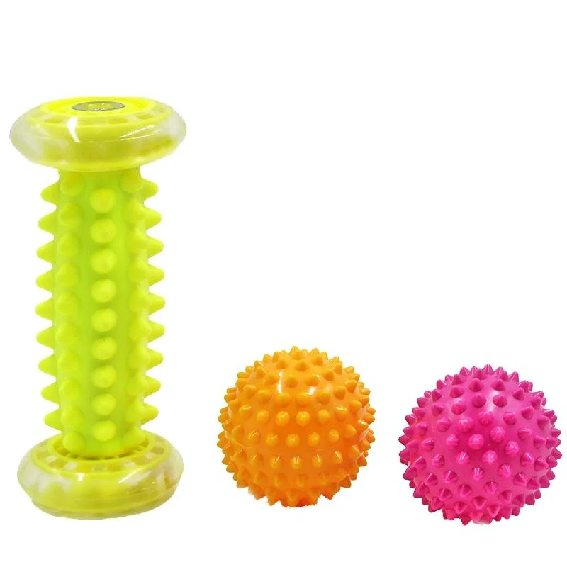 Plantar Fascia Massage Ball Handheld Fitness Ball For Muscle Relaxation 7Cm Yellow Foot Bottom With Tattoo Design