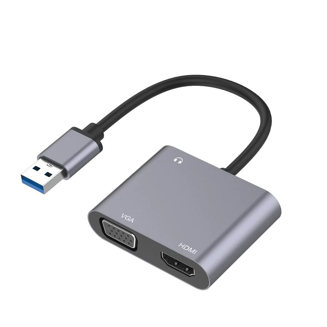 Usb To Hdmi / Vga / Audio Adapter 3-In-1 Hub